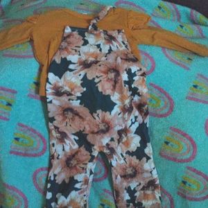 Unknown Brand, 9-12Month, Jump suit two piece, orange florals